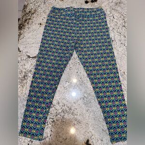 LuLaRoe TC2 Blue, Yellow, & Pink Geometric Leggings